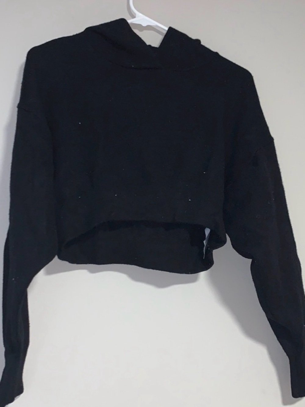 Zara Black Cropped Hoodie Sweatshirt - Women's